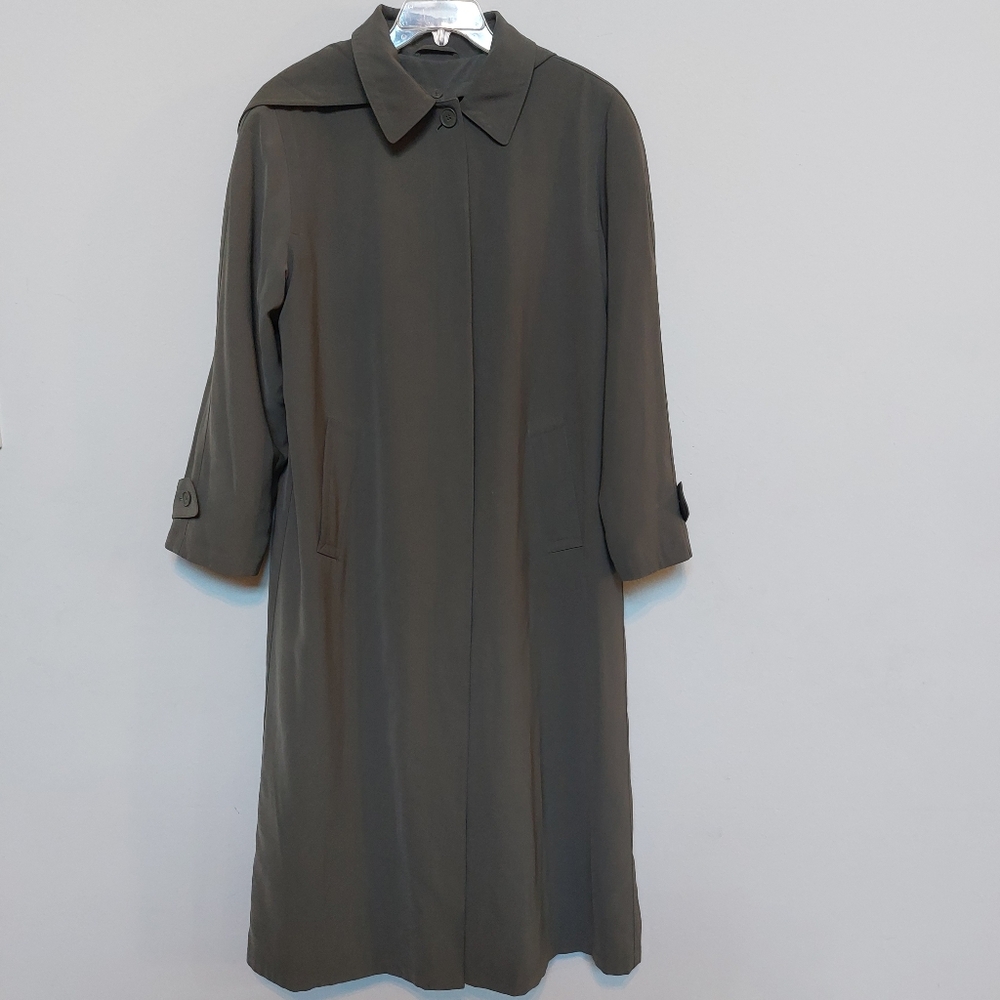 Anne Kline Olive Green Trench Coat Size 8 - Picture 11 of 16